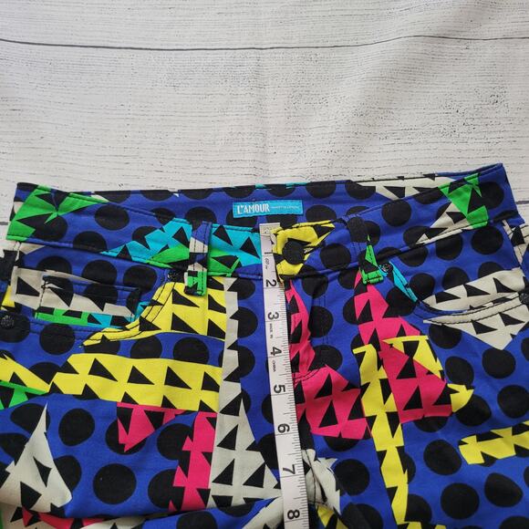 L'Amour Nanette Lepore Size 7	Junior's Multicolor Bright Legging Pants Geometric - Picture 4 of 7
